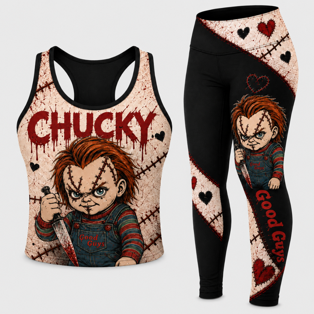 Personalized Chucky Horror Doll Costume Leggings & Crop Top for Halloween Leggings & Crop Tanktop GradoCreations