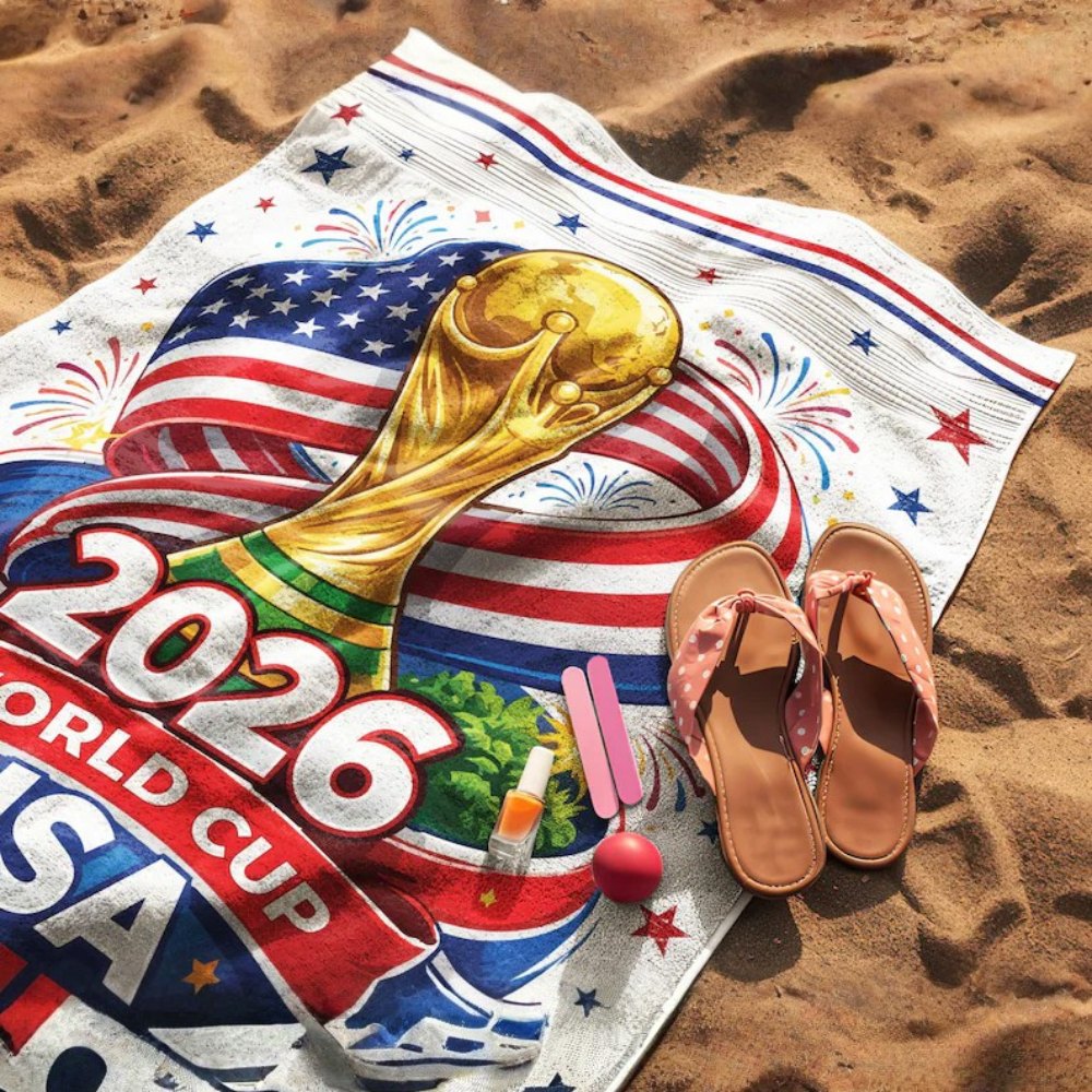 Personalized World Cup 2026 USA Flag Beach Towel Gift for Soccer Fans