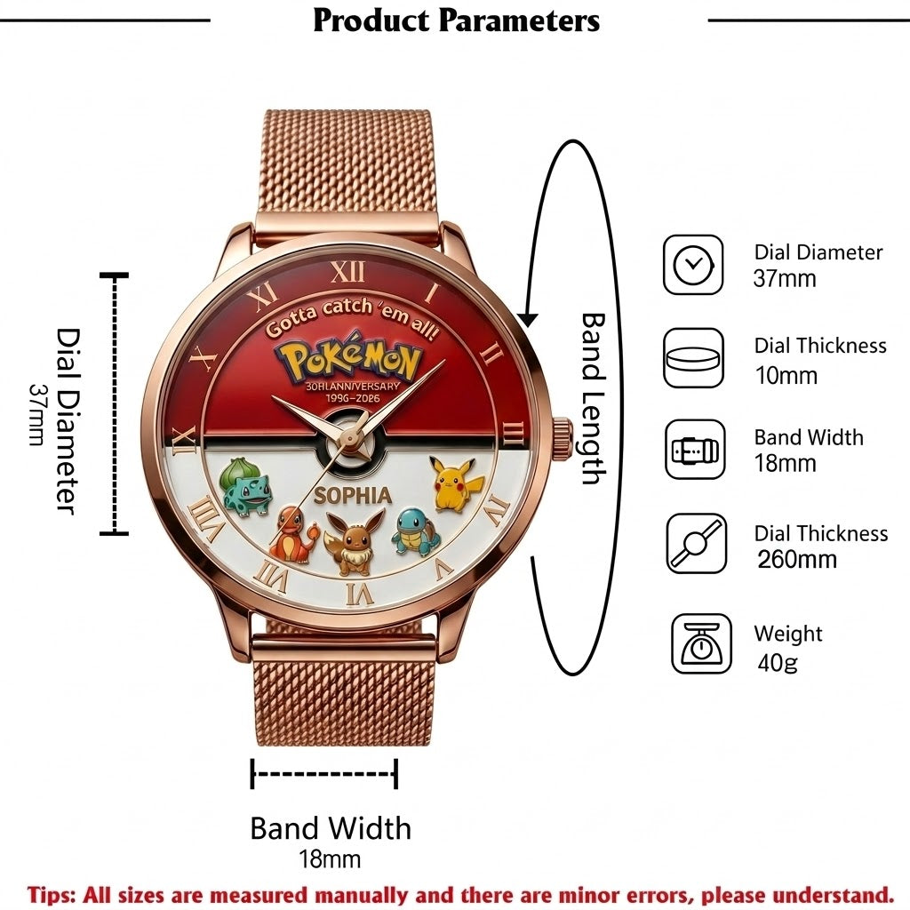 Personalized Pokémon Women's Hand Watch Custom Name Gift for Her