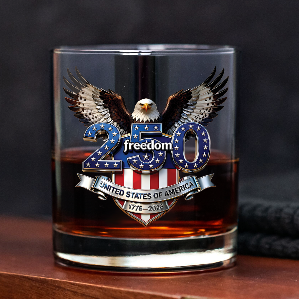 Personalized Whiskey Glass USA Eagle Custom Name Gift for Dad HN590 - Print Rock Glass GradoCreations