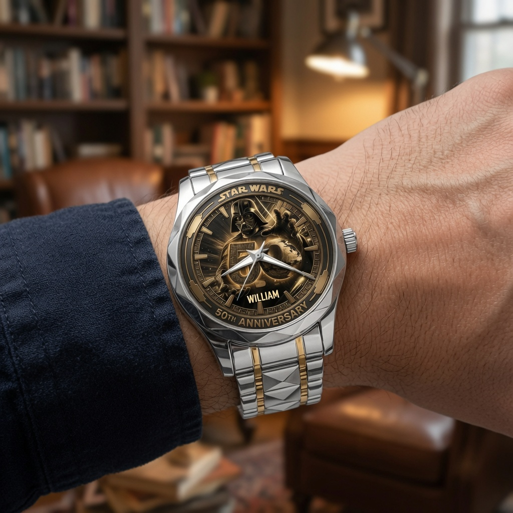 Personalized Star Wars Men's Wrist Watch 50th Anniversary Gift for Him Men's Wrist Watch GradoCreations