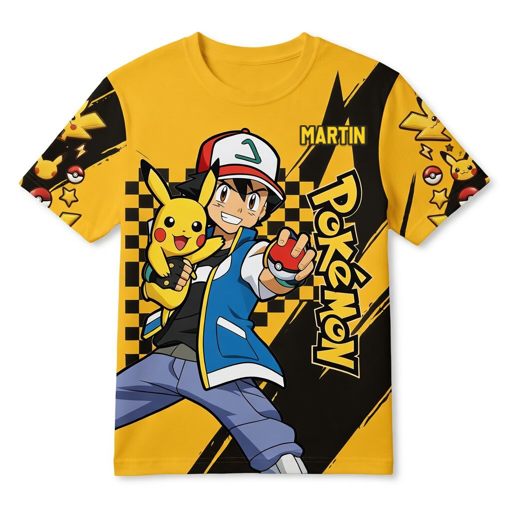 Personalized Pokémon AOP Shirt Custom Name Gift for Movie Fans
