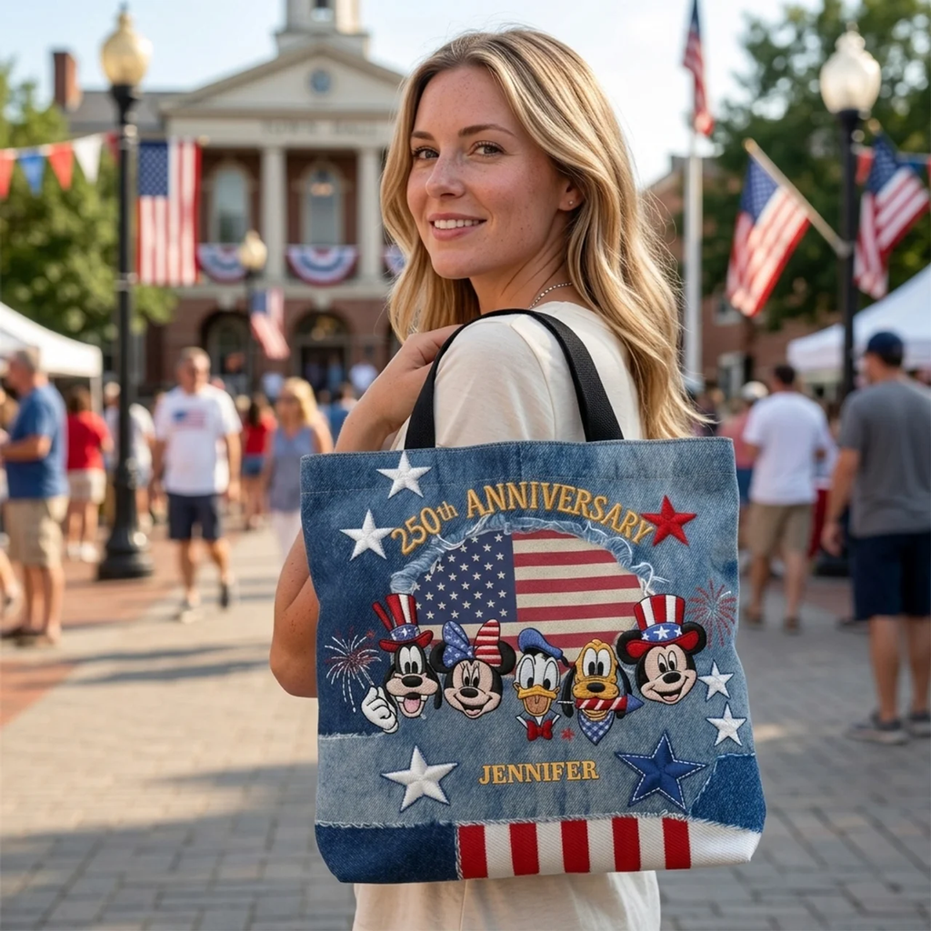 Personalized Independence Day Tote Bag Custom Name Gift for Patriots
