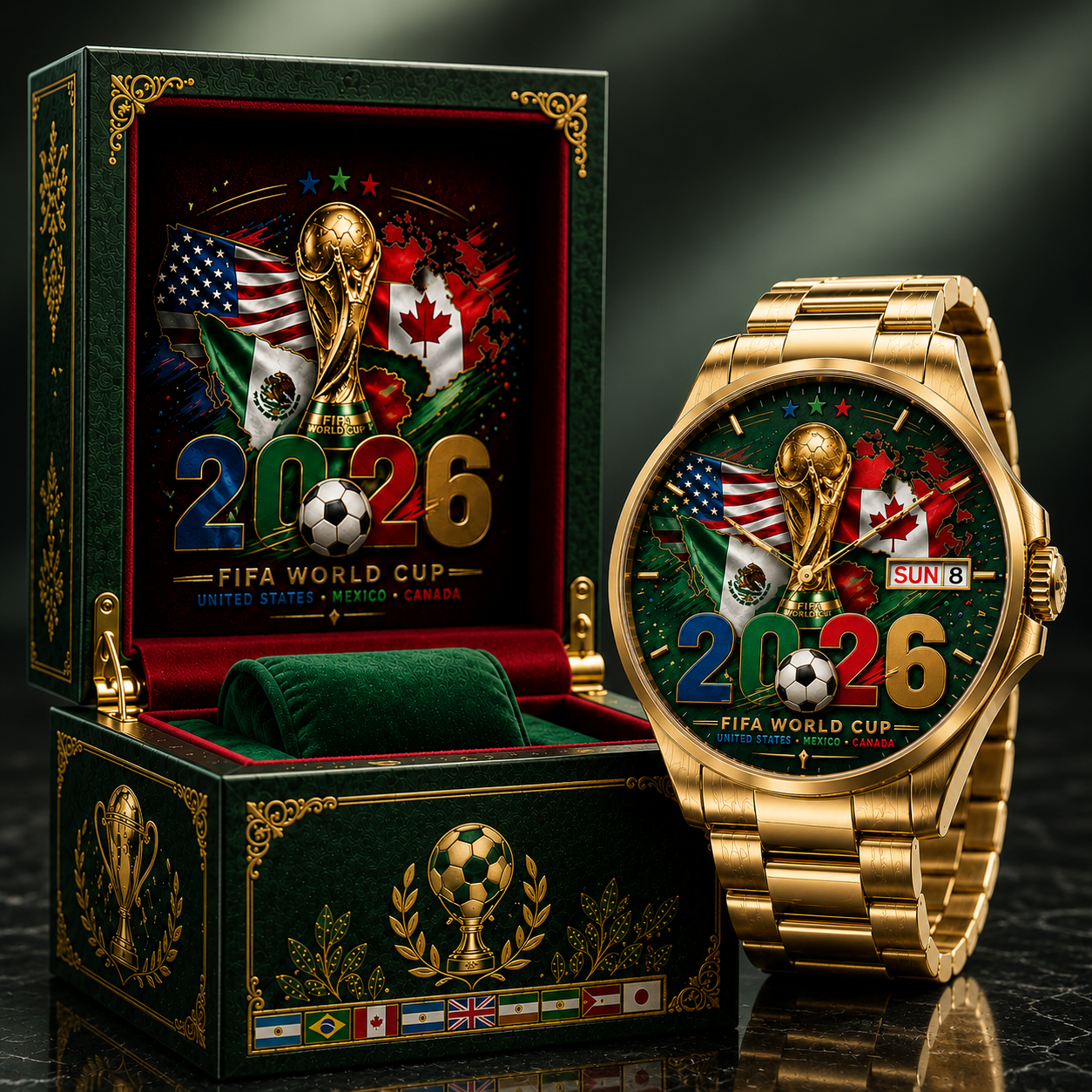 Men's Soccer Watch Featuring 2026 World Cup Host Countries - Ideal Gift for Fans
