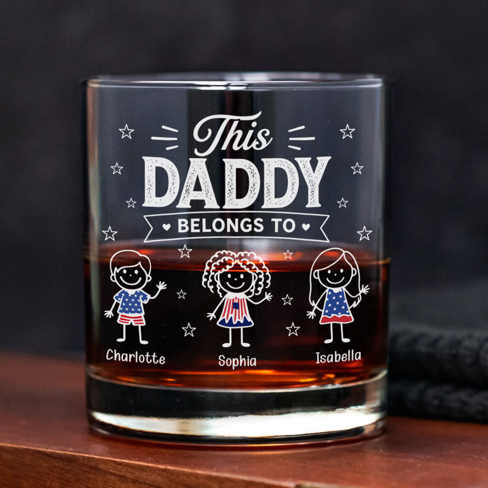Personalized Whiskey Glass Custom Kid Names Gift for Dad HN590 - Print Rock Glass GradoCreations