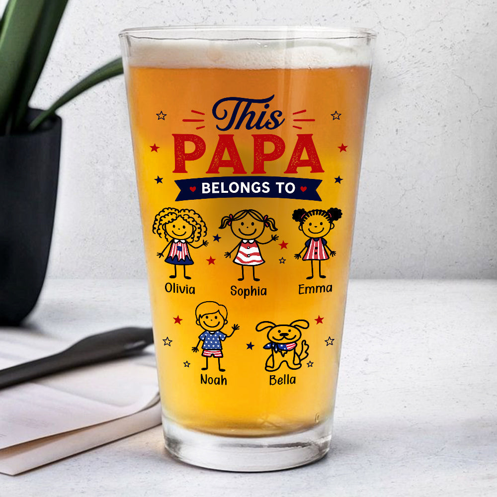 Personalized Beer Glass This Dad Belongs To Gift for Father HN590 - Print Beer Glass GradoCreations