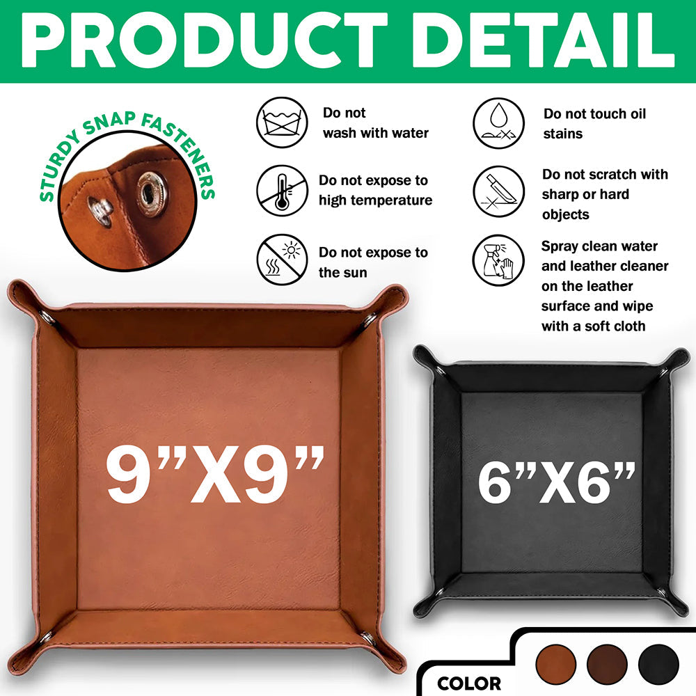 Personalized Leather Valet Tray Custom Photo Gift for Dad HN590 - Leather Valet Tray FIX GradoCreations