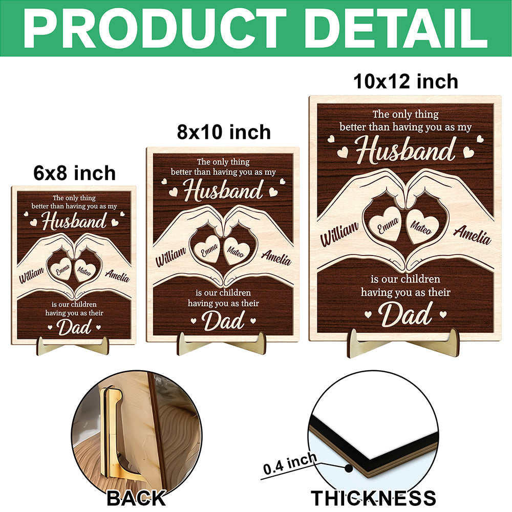 Personalized 2-Layer Wooden Plaque Custom Dad Gift for Father's Day HN590 - 2-Layered Wooden Plaque With Stand GradoCreations