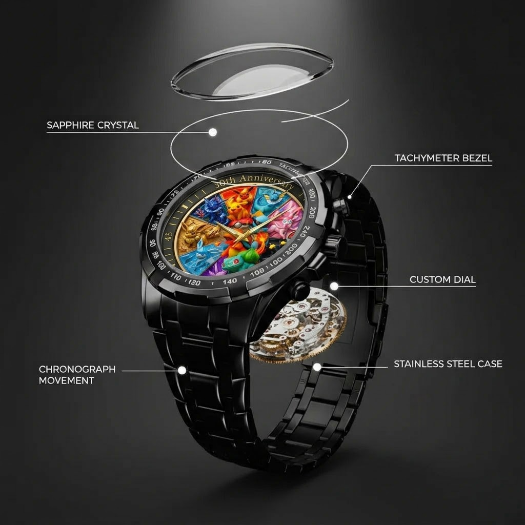 Personalized 30th Anniversary Pokémon Hand Watch Gift for Fans