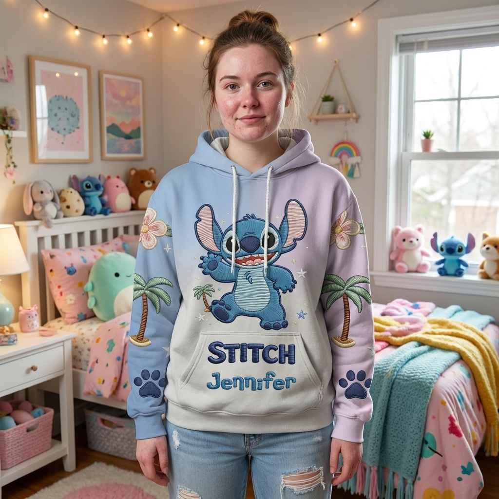Personalized All Over Shirt with Stitch Design for Her - Gift for Movie Fans