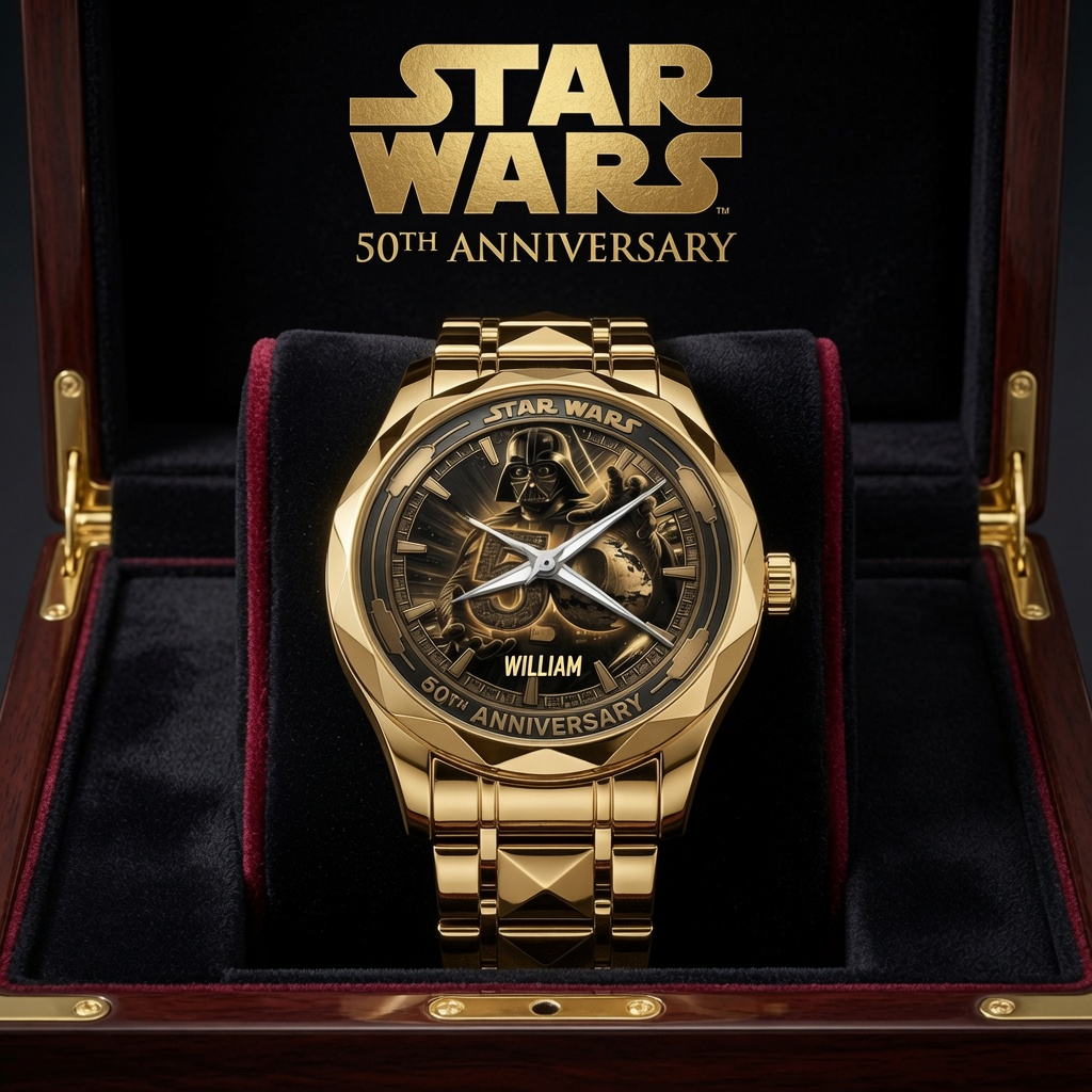 Personalized Star Wars Men's Wrist Watch 50th Anniversary Gift for Him Men's Wrist Watch GradoCreations