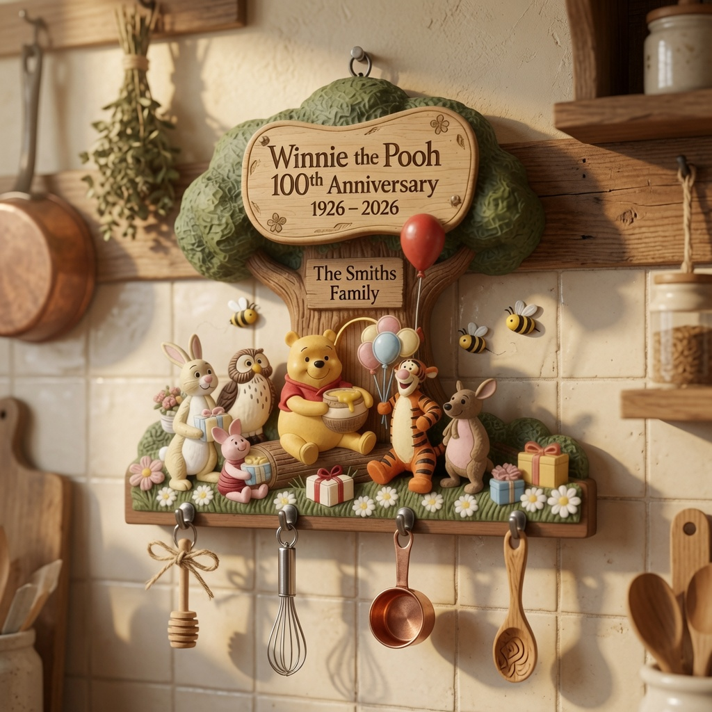 Personalized Winnie the Pooh Key Hanger for Family | 100 Years Friendship Gift