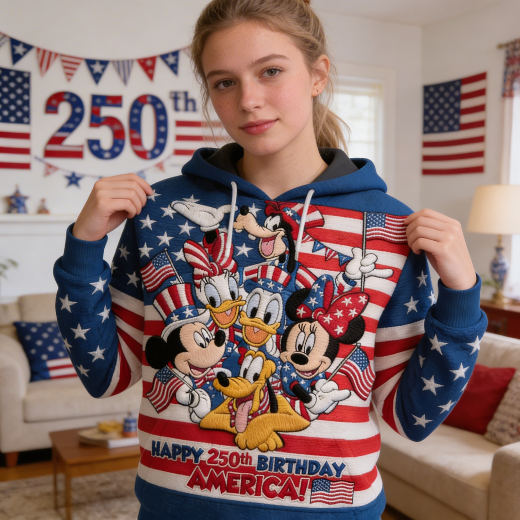 Personalized 250th Anniversary USA Shirt with Disney Characters - Gift for Movie Fans & Families