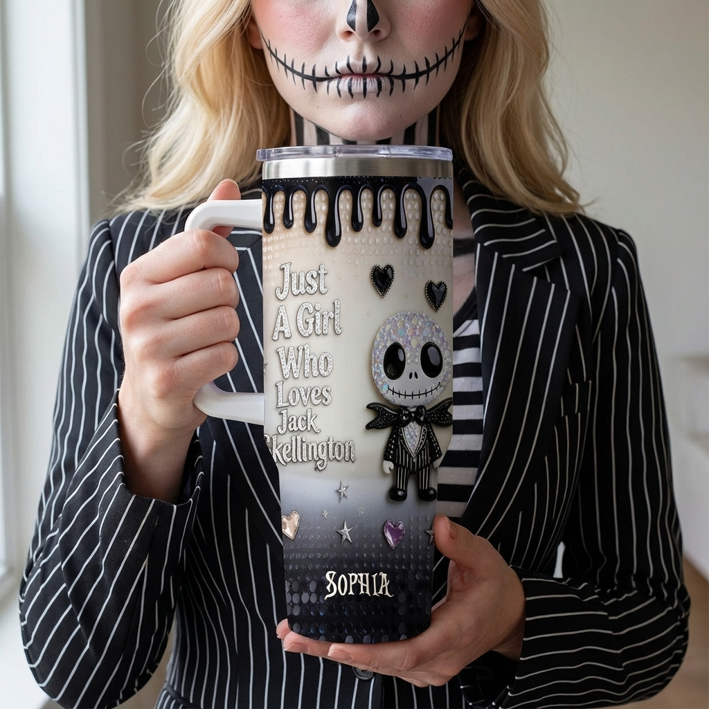 Personalized Spooky Tumbler with Handle for Movie Fans - Unique Gift for Her