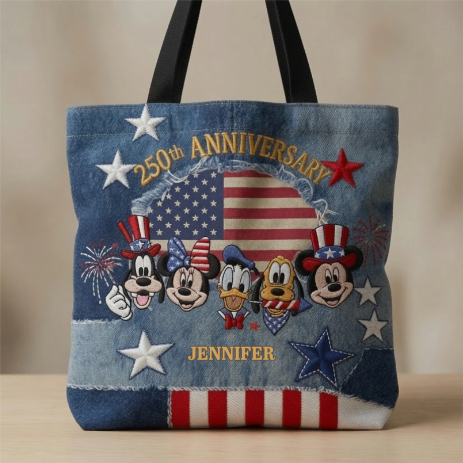 Personalized Independence Day Tote Bag Custom Name Gift for Patriots