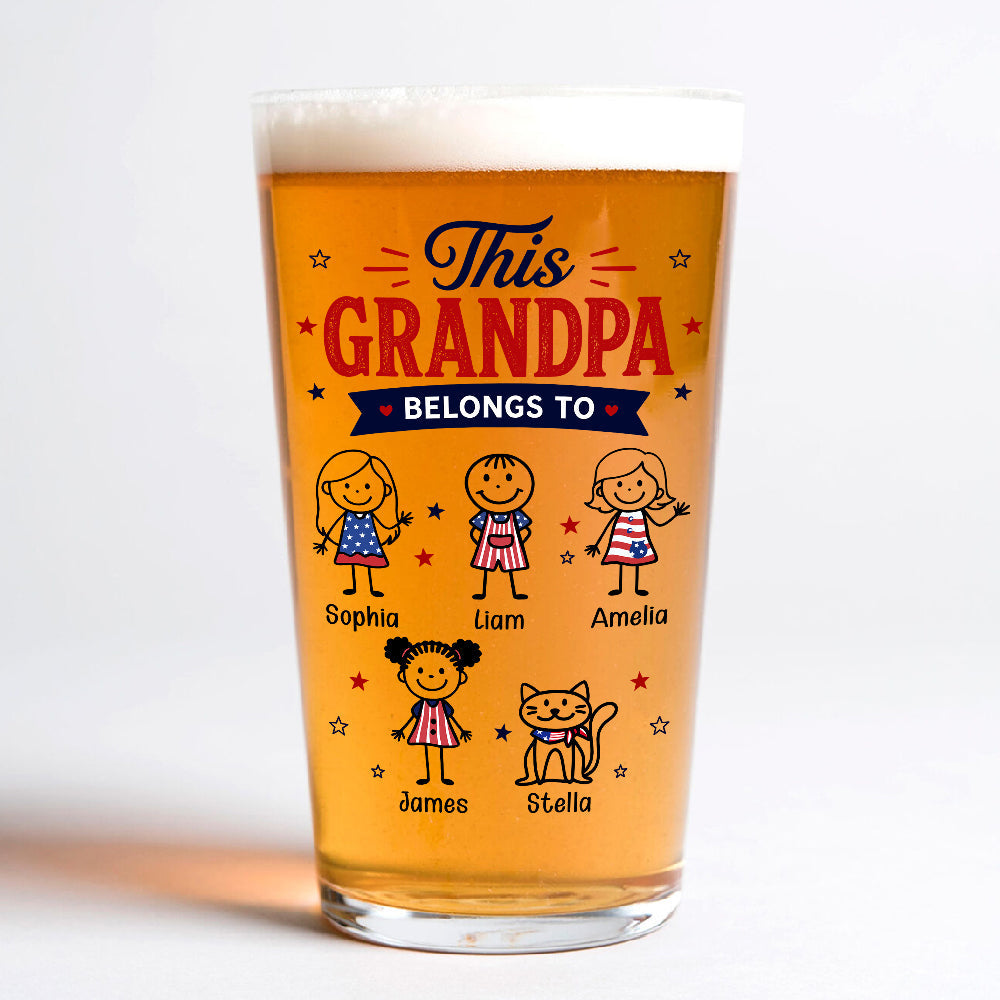 Personalized Beer Glass This Dad Belongs To Gift for Father HN590 - Print Beer Glass GradoCreations