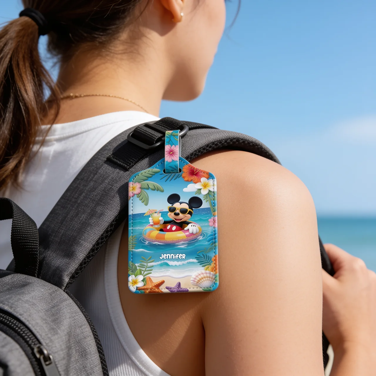 Personalized Mickey Mouse Passport Holder & Luggage Tag Set for Travelers Gift