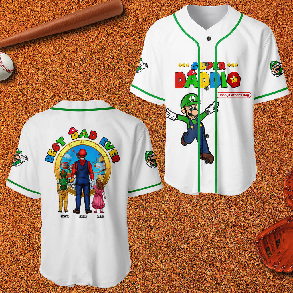 Personalized Mrio Super Daddio Baseball Jersey Unique Gift for Dad