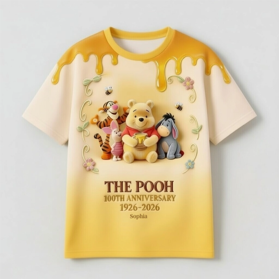 Personalized 100th Anniversary Shirt for Pooh Fans | Custom All Over Print Gift