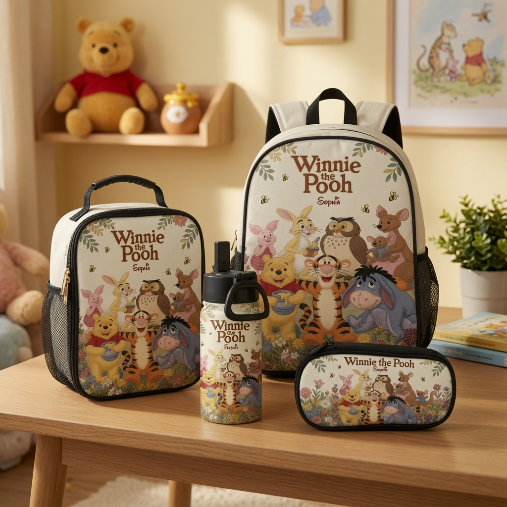 Personalized Winnie the Pooh Backpack Set for Kids - Back to School Gift School Bag+ GradoCreations