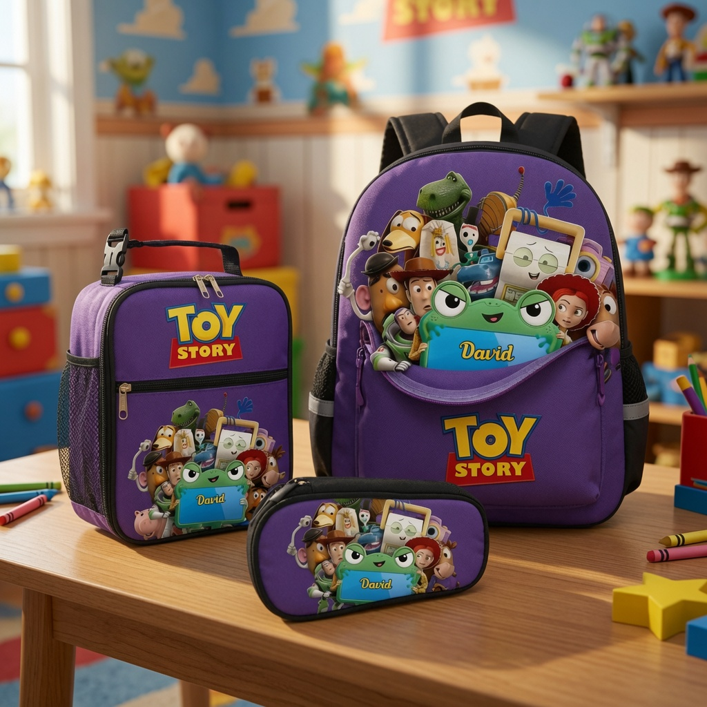 Personalized Toy Story School Backpack Set for Kids - Lunch Bag, Pencil Case & Water Bottle School Bag+ GradoCreations