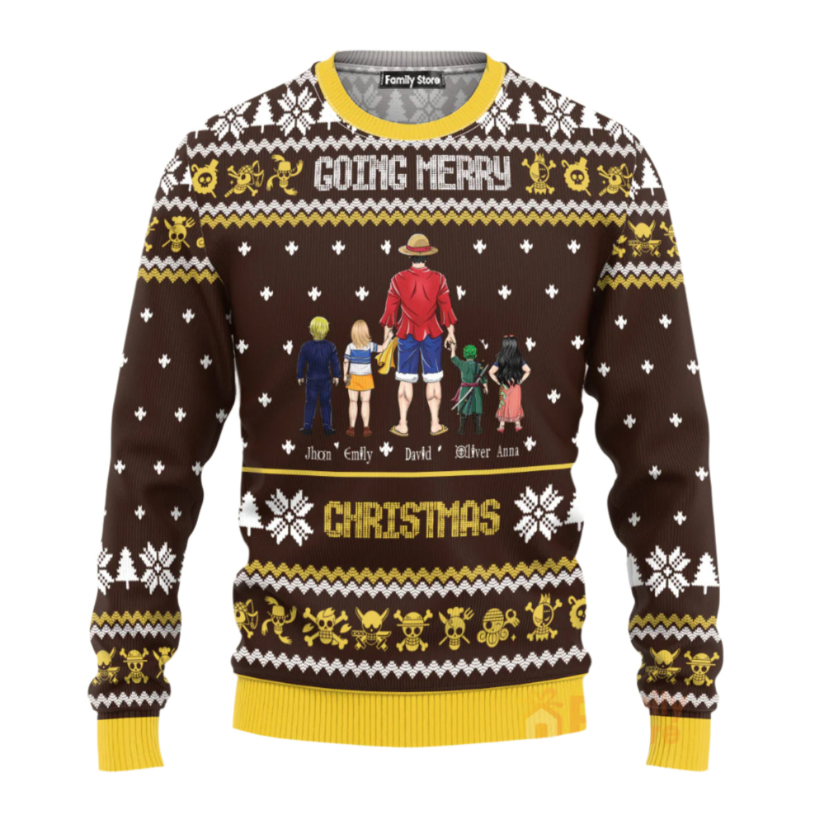 Personalized Ugly Christmas Sweatshirt for Dad with Straw Hat Pirates Design