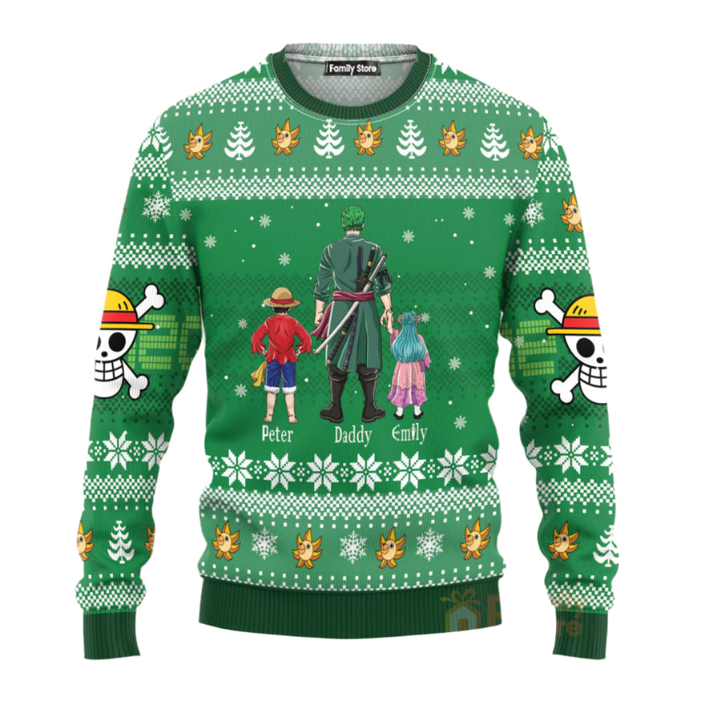 Personalized Chibi Family Ugly Sweater Gift for Dad | Christmas