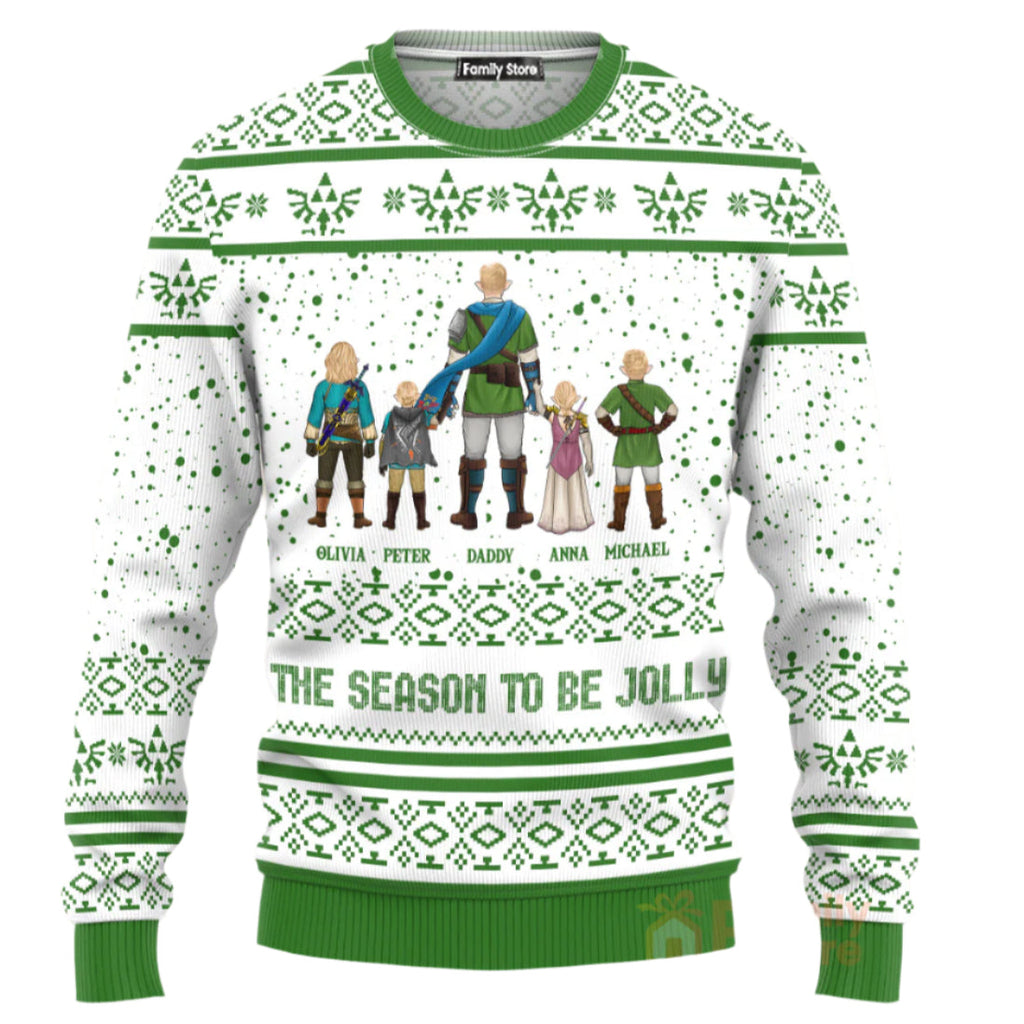 Personalized Ugly Sweater Featuring Zelda Design for Dad, Grandpa, Husband - Holiday Gift