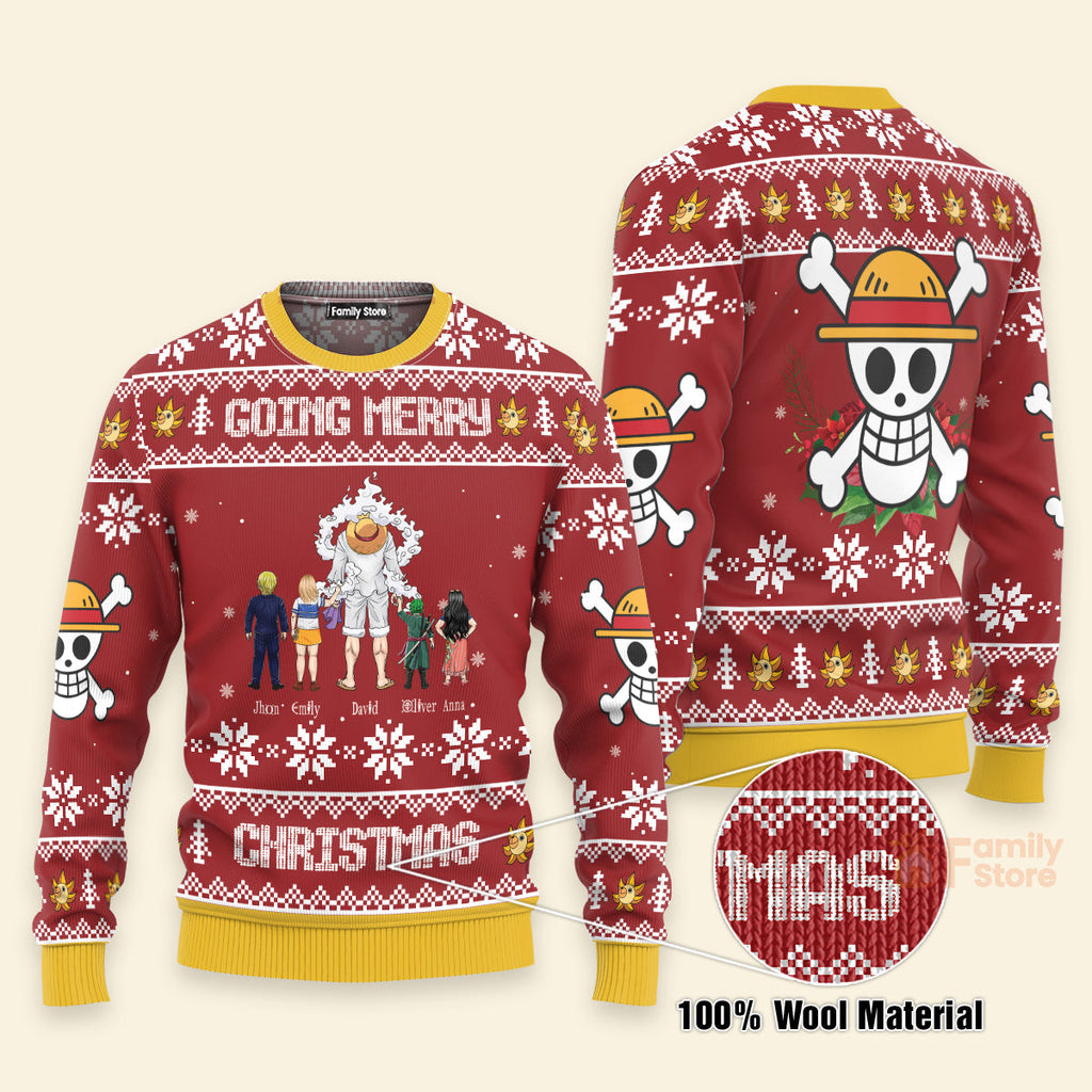 Personalized Monkey D. Luffy Christmas Sweatshirt Gift for Dad