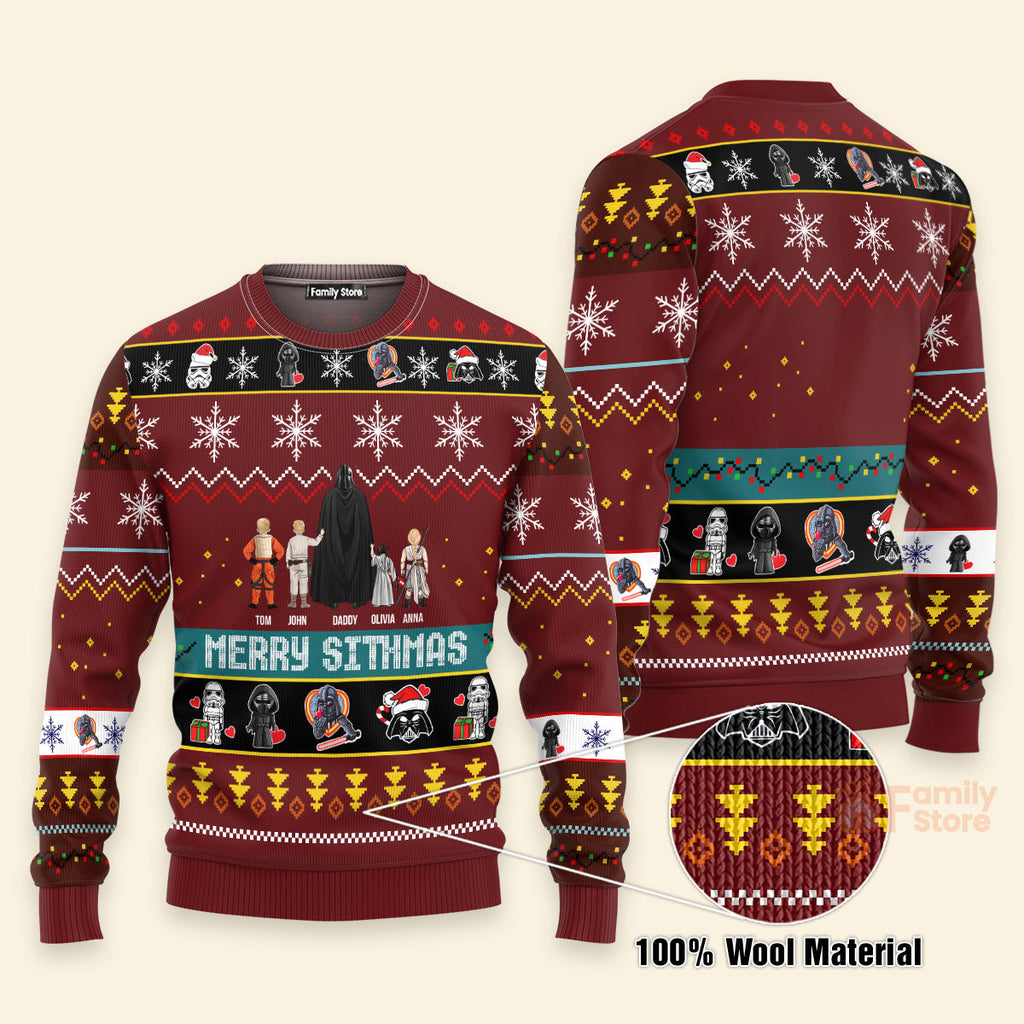 Personalized Ugly Christmas Sweater Merry Sithmas Gift for Dad