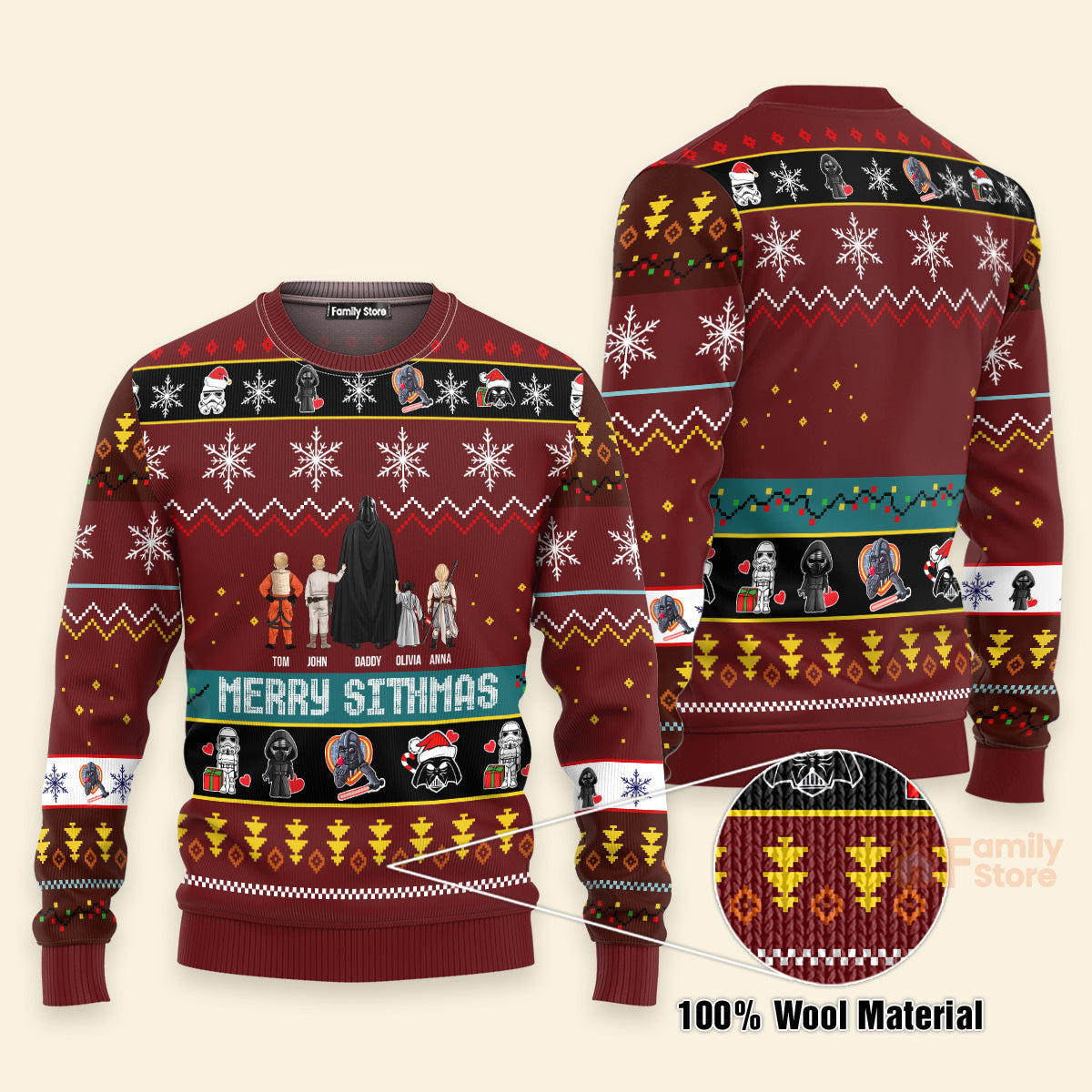 Personalized Ugly Christmas Sweater Merry Sithmas Gift for Dad