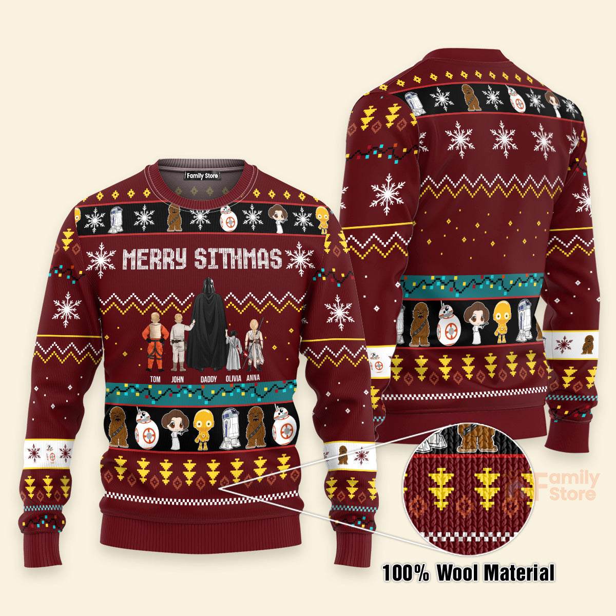 Christmas Personalized Ugly Sweater for Dad, Grandpa, Husband - Custom Family Gift