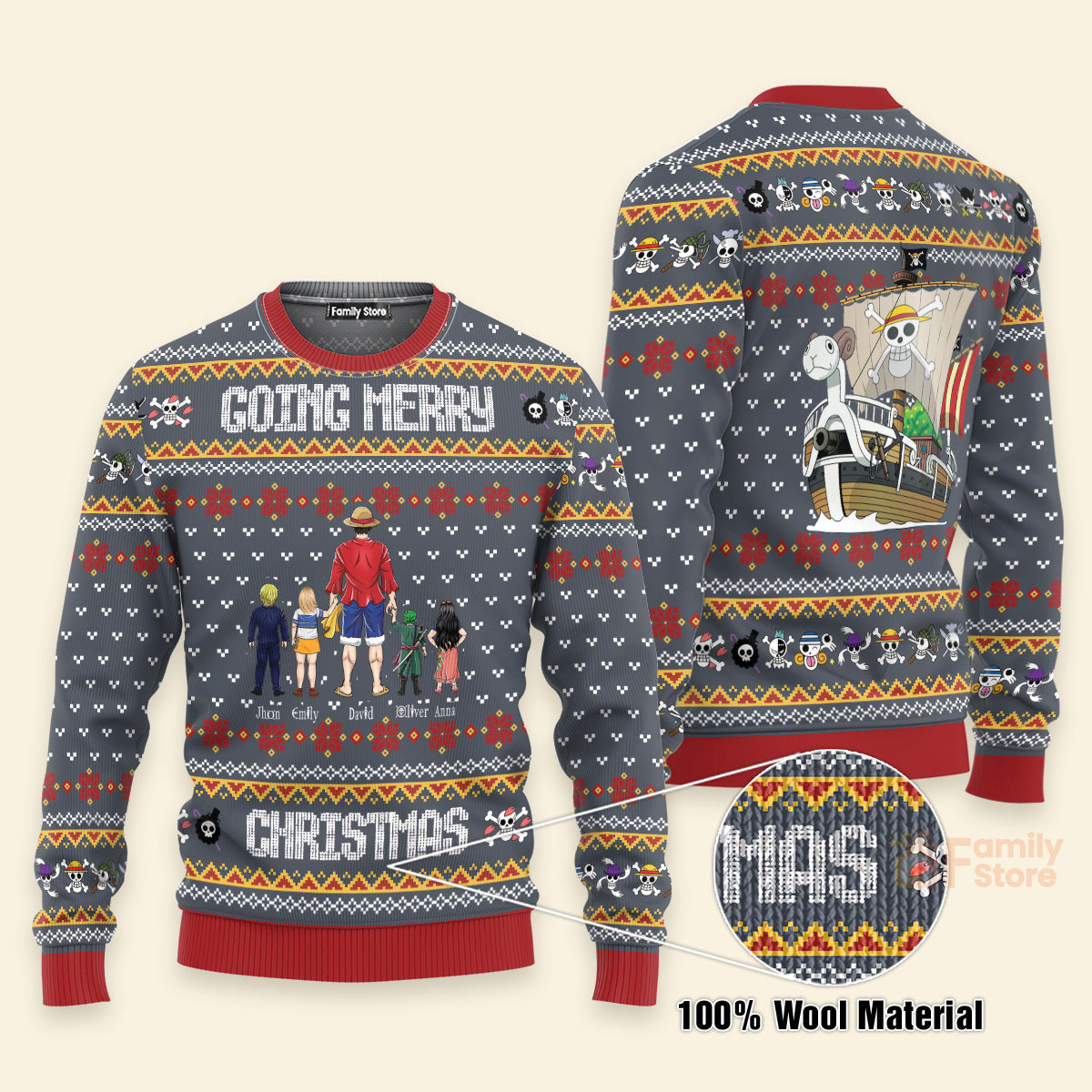 Personalized Ugly Christmas Sweater with Pirate Adventure for Dad