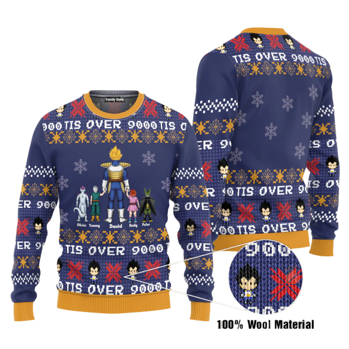 Personalized DragonDad Ugly Sweater Gift for Dad, Grandpa | Custom Name Holiday Apparel