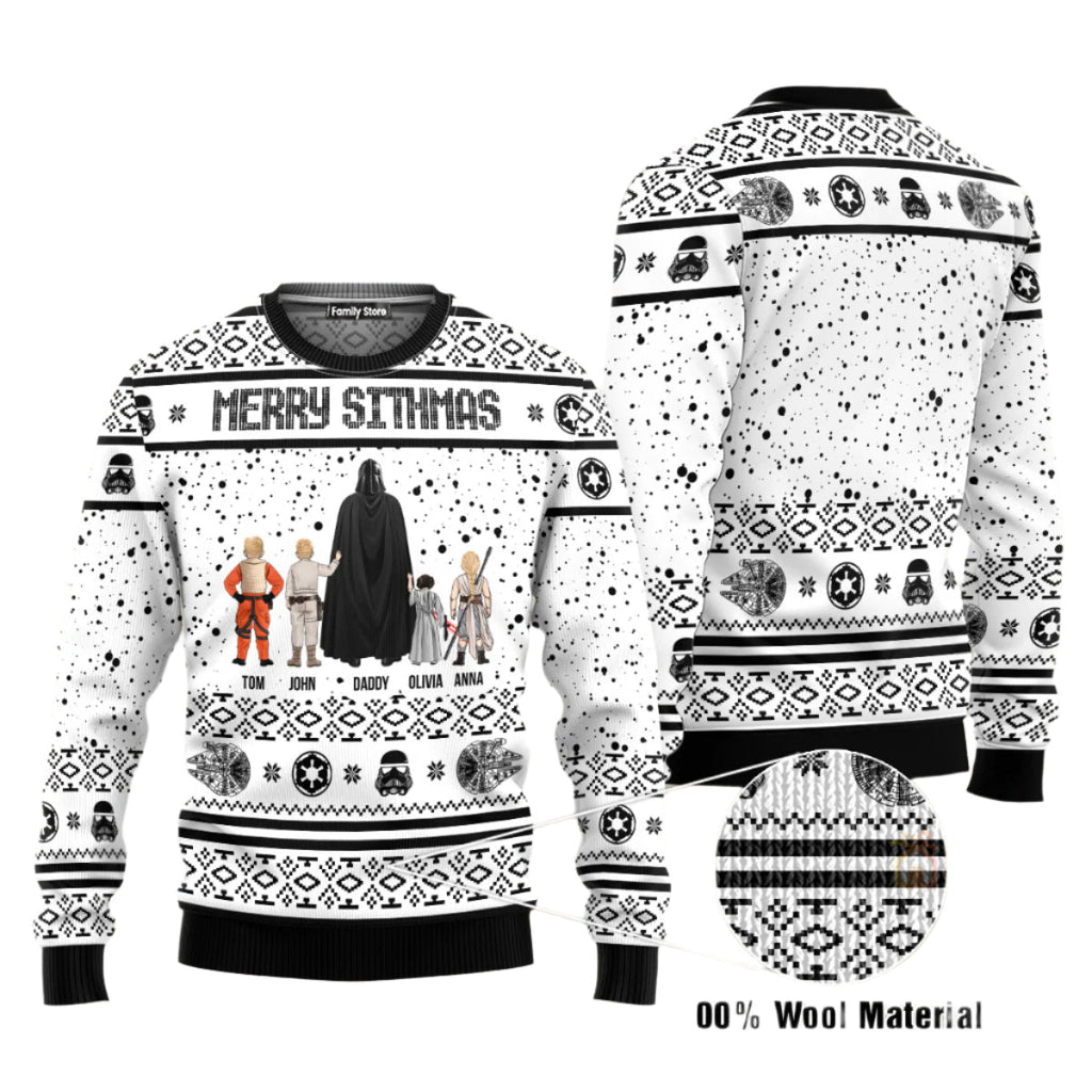 Personalized Darth Vader Ugly Sweater Gift for Dad, Grandpa - Custom Name Design