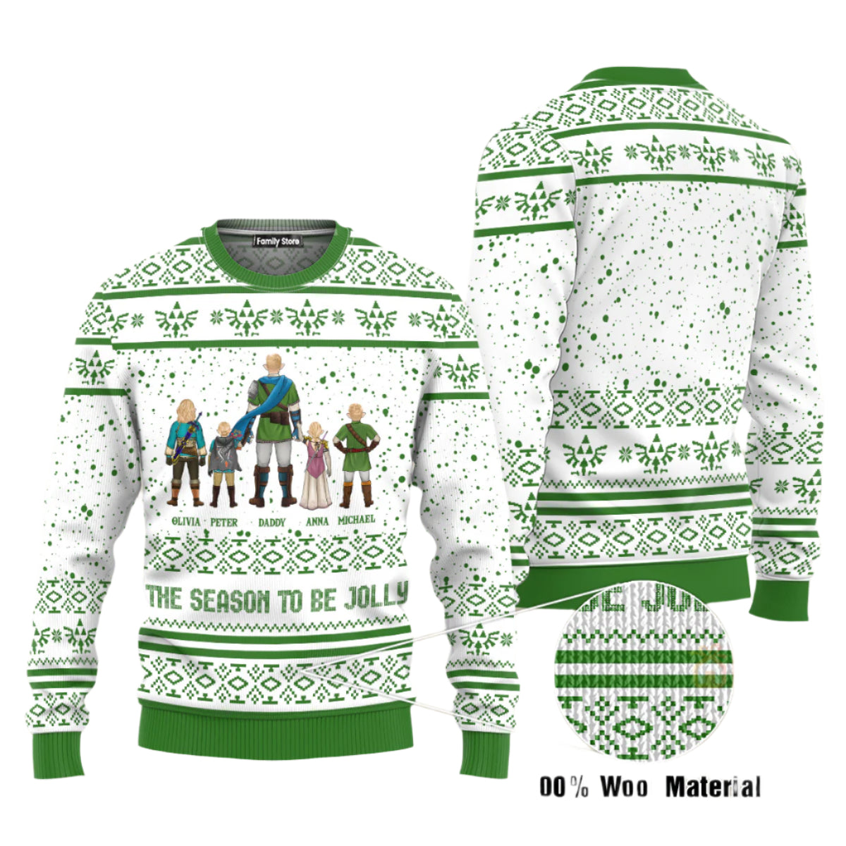 Personalized Ugly Sweater Featuring Zelda Design for Dad, Grandpa, Husband - Holiday Gift