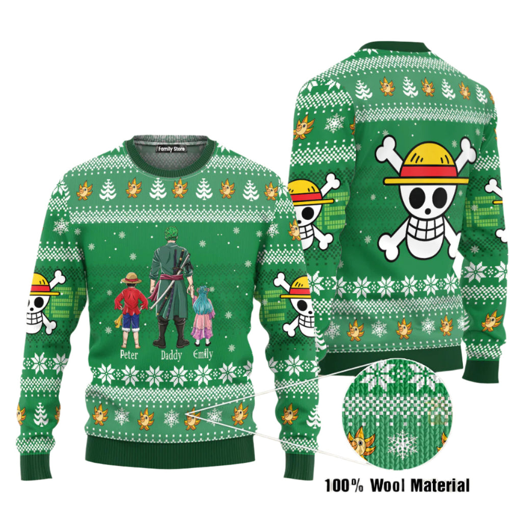 Personalized Chibi Family Ugly Sweater Gift for Dad | Christmas