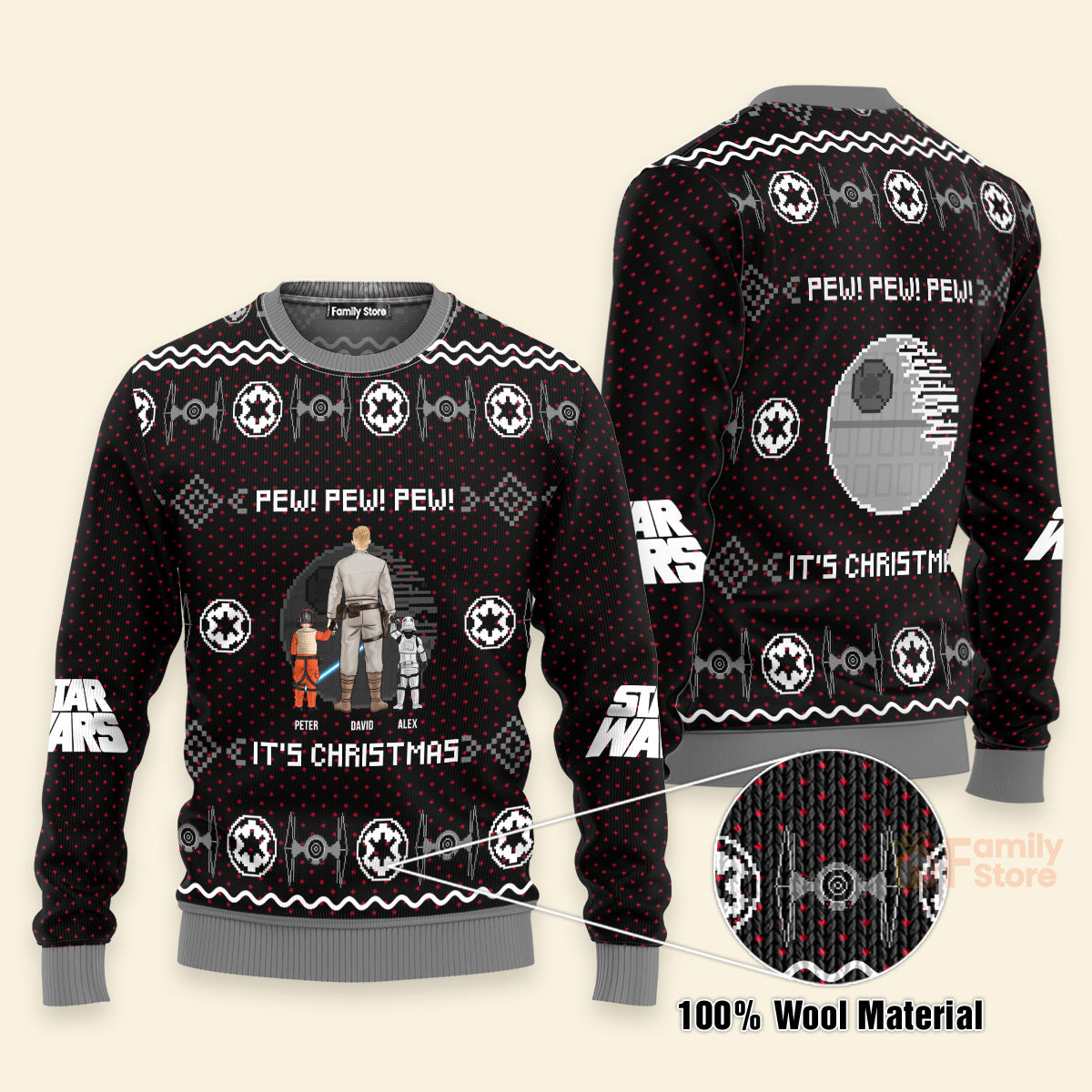 Personalized Star Wars Ugly Sweater for Dad, Grandpa, Christmas Gift