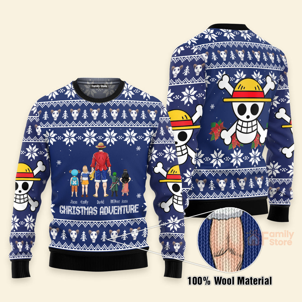 Personalized Family Christmas Ugly Sweater with Cartoon Characters