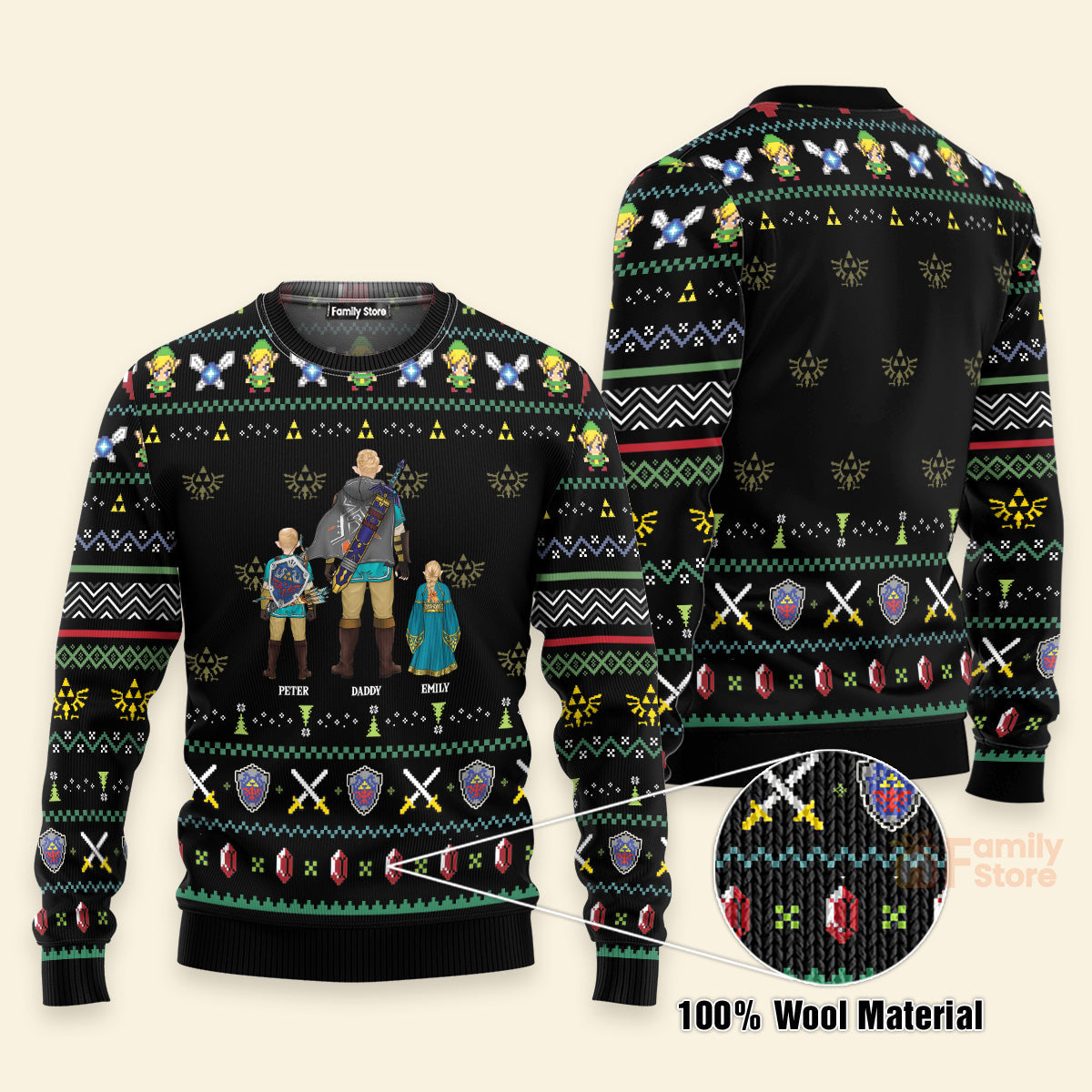 Personalized Ugly Sweater The Legend of Zelda Gift for Dad