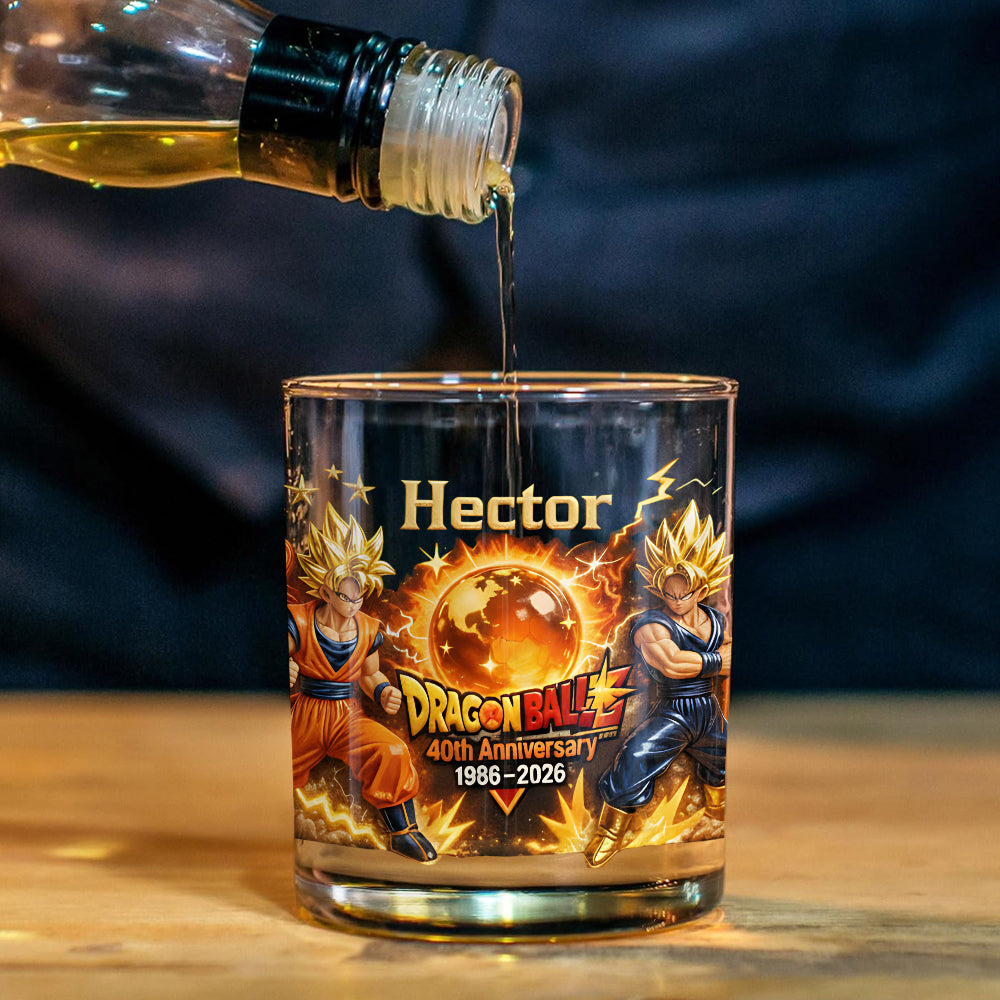 Personalized Whiskey Glass with Dragon Ball Design for Anniversary Gift
