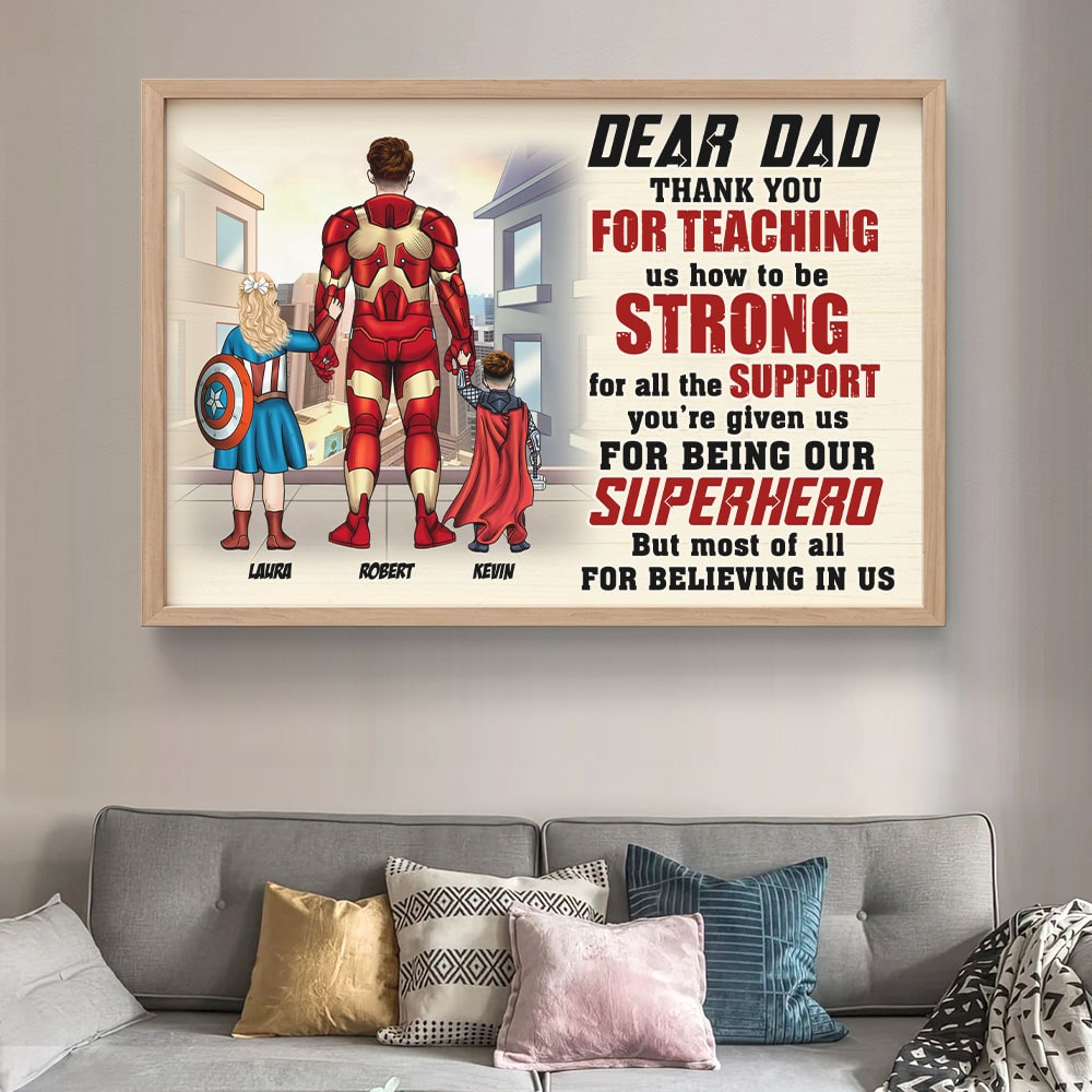 Personalized Canvas Poster for Dad Superhero Gift Idea