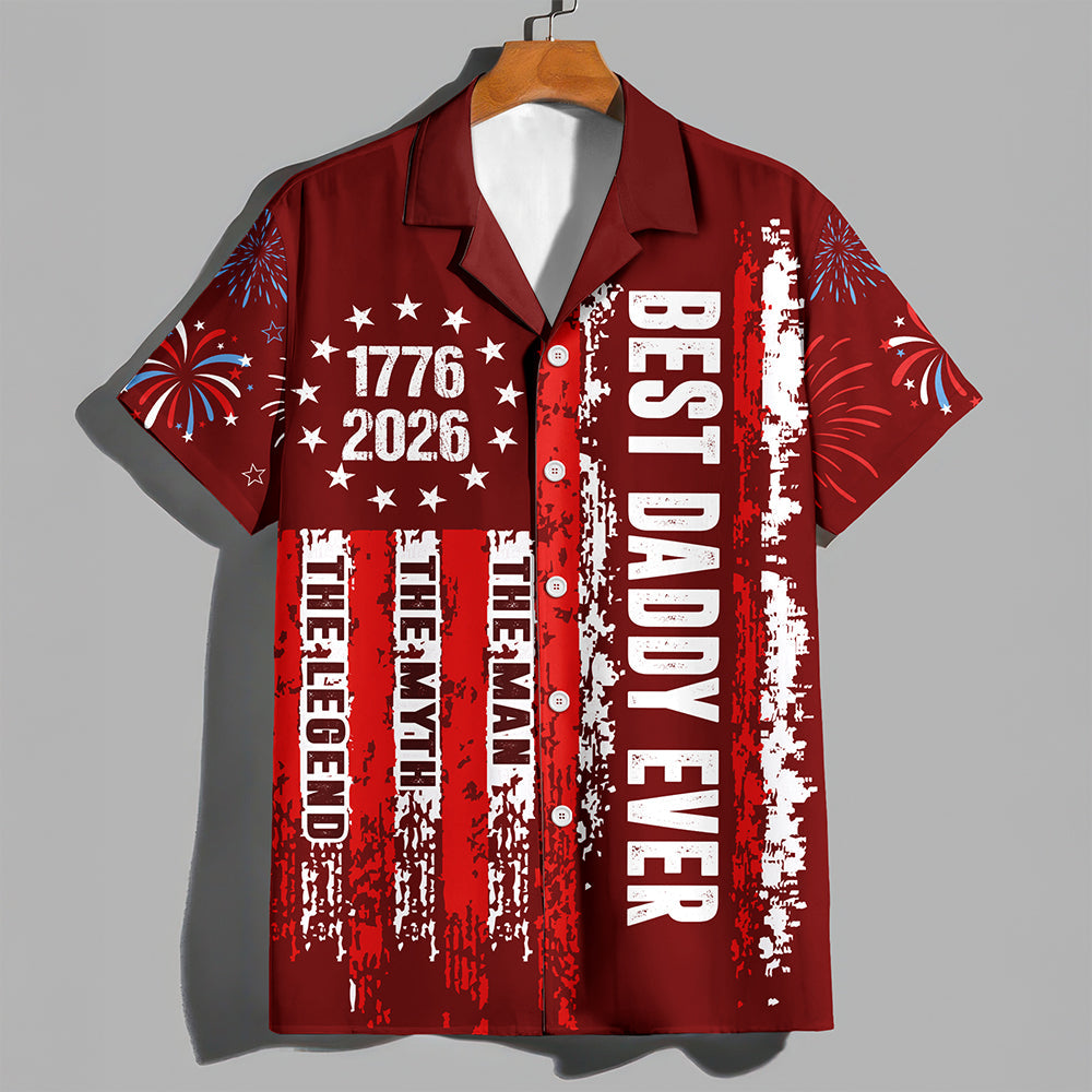 Personalized Patriotic Hawaiian Shirt Best Dad Ever Gift HN590 - AOP Hawai Shirt GradoCreations