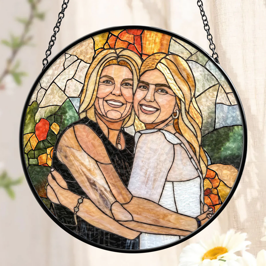 Personalized Stained Glass Suncatcher Gift for Mom or Grandma - Cherished Moments