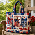 Personalized Quilted Tote Bag God Bless America Gift for Her