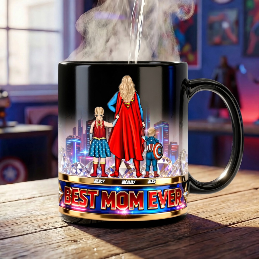 Personalized Black Mug Best Mom Ever Gift for Mother's Day
