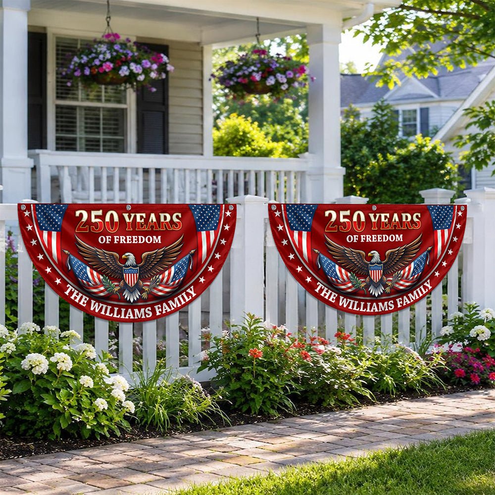 Personalized 250 Years of Freedom Non-Pleated Fan Flag USA Gift for Family Independence Day Decor HN590 - Non-Pleated Fan Flag GradoCreations