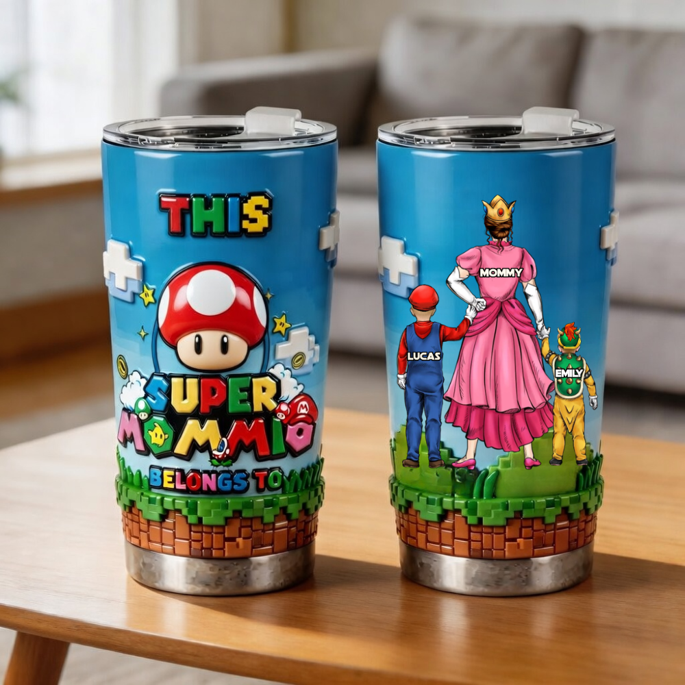 Personalized Super Mommio Tumbler Gift for Mom Custom Name