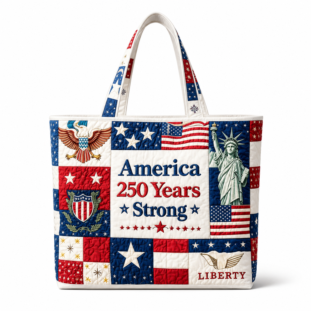 Personalized Patriotic Quilted Tote Bag Custom Design Gift for Patriots