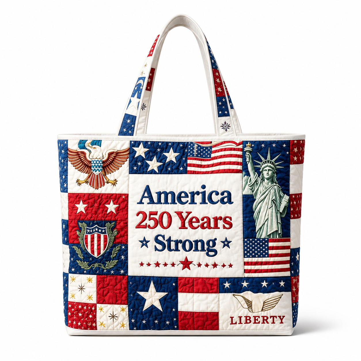 Personalized Patriotic Quilted Tote Bag Custom Design Gift for Patriots